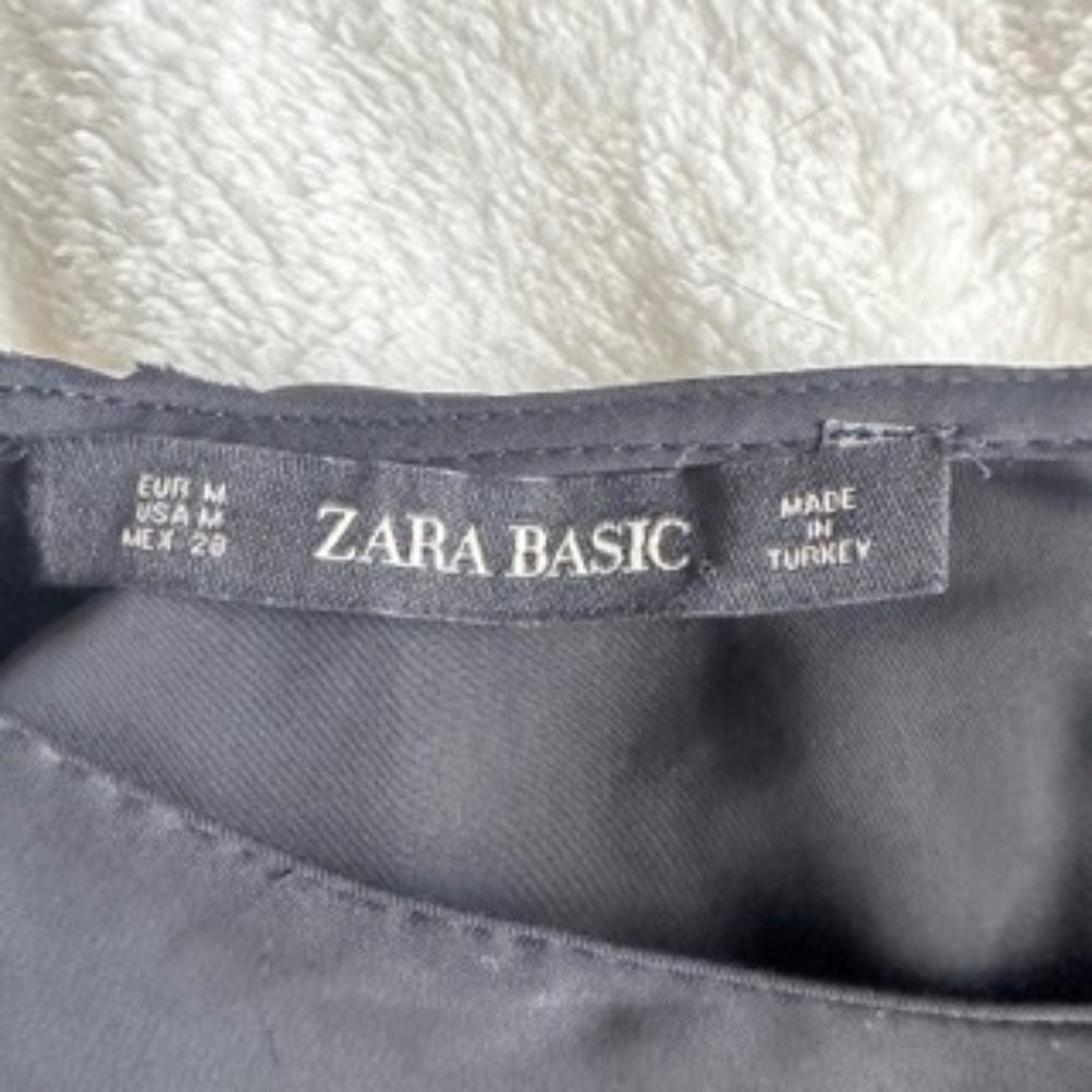 Zara Basic Asymetrical Flowy Black Blouse Cold Sh… - image 6